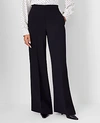 Ann Taylor The Petite Wide Leg Pant In Fluid Crepe In Black