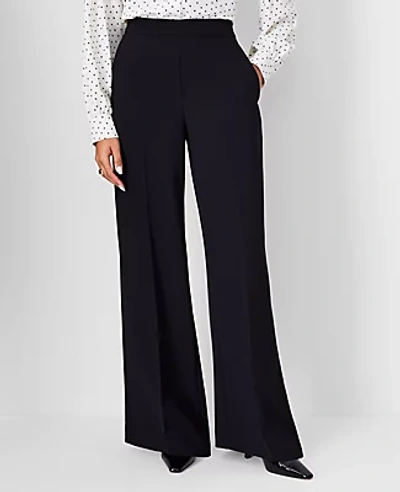 Ann Taylor The Petite Wide Leg Pant In Fluid Crepe In Black