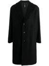 Hevo Blue Double-breasted Coat With Pointed Lapels In Wool Blend Man In Black