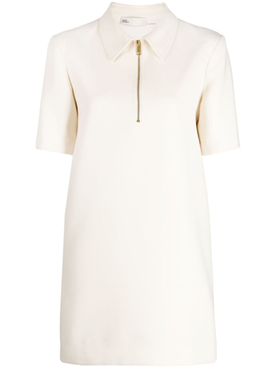 Tory Burch Half-zip Fastening Crepe Dress In White