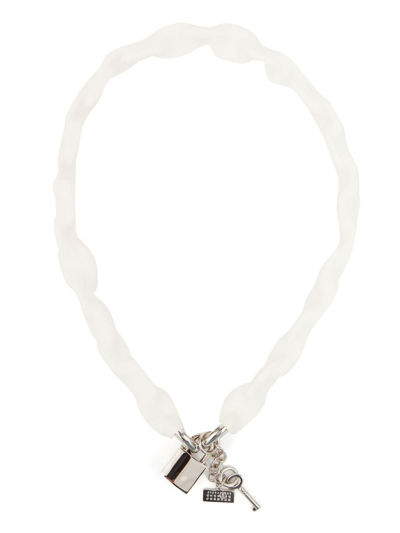 Mm6 Maison Margiela Padlock Chain-link Necklace In White