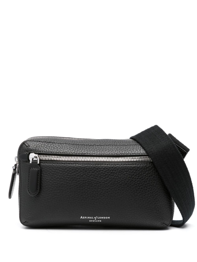 Aspinal Of London Mens Reporter Grained Leather Messenger Bag In Black