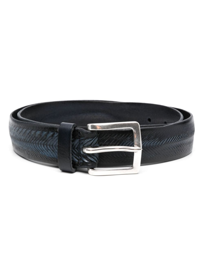 Orciani Herringbone Leather Belt In Blue