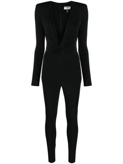 Nissa V-neck Stretch-design Jumpsuit In Black