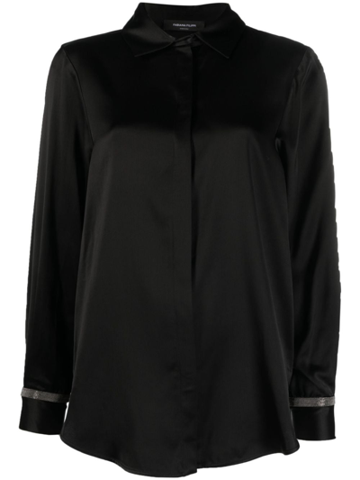 FABIANA FILIPPI BEAD-DETAIL SATIN-WEAVE SHIRT