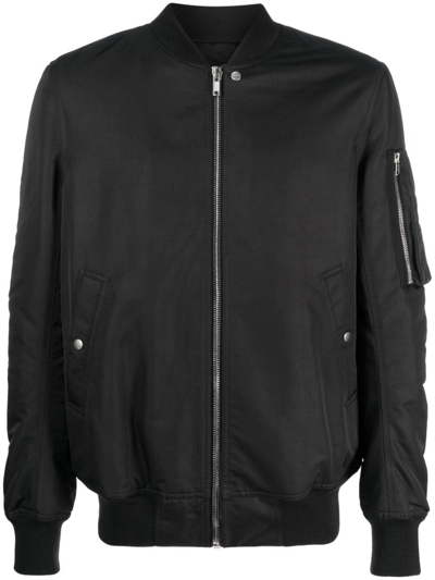 Rick Owens Baseball-collar Wool Bomber Jacket In Black