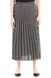 Max Studio Graduated Pleat Knee-length Midi Skirt In Black/ Taupe Disc Gradient