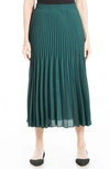 Max Studio Graduated Pleat Knee-length Midi Skirt In Deep Petrol