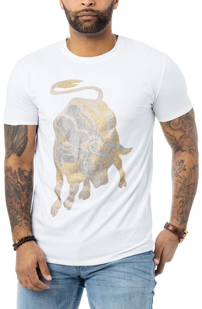 X-ray Rhinestone Bull Stretch Cotton Graphic T-shirt In White