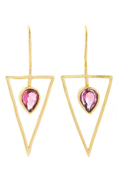 Saachi 14k Plated Granite Minimalist Drop Earrings In Pink