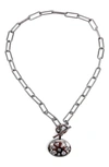 ADORNIA FINE MIXED CZ PENDANT PAPER CLIP CHAIN TOGGLE NECKLACE