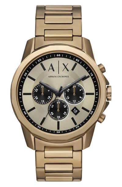 Ax Armani Exchange Men's Chronograph Brown Stainless Steel Bracelet Watch, 44mm
