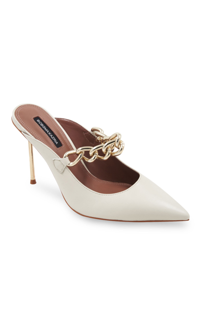 Bcbgmaxazria Marlise Pointy Toe Mule With Chain Detail In White