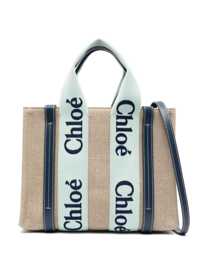 Chloé Woody Tote Bag In Blue_green