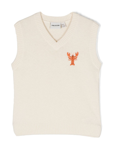 Mini Rodini Kids' Sleeveless Organic Wool Jumper In White