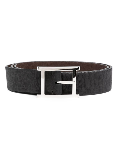 Orciani Chevrette Reversible Leather Belt In Black