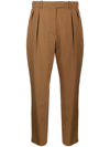 Apc Pleated Cropped Trousers In Brown