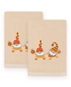 Linum Home Textiles Autumn Gnomes Embroidered Luxury 100% Turkish Cotton Hand Towels Set, 2 Piece In Sand