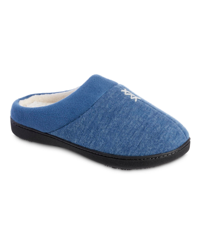 Isotoner Signature Women's Microsuede Knitâ Marisol Hoodback Slippers In Blue Willow