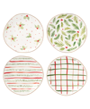 Lenox Bayberry Assorted Dessert Plates, Set Of 4 In Red  Green And Ivory