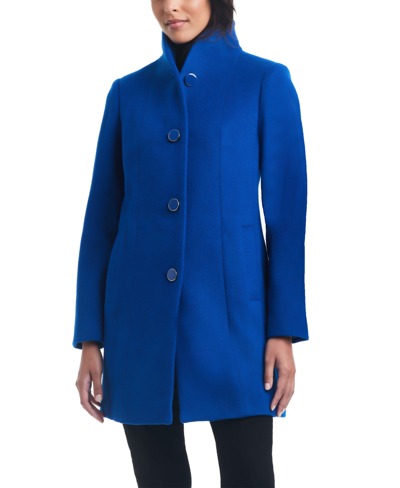 Kate Spade Women's Stand-collar Wool Blend Coat, Created For Macy's In Stained Glass Blue