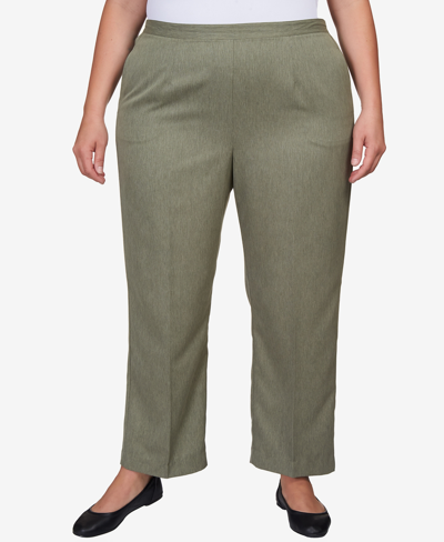 Alfred Dunner Plus Size Chelsea Market Classic Fit Pull On Short Length Pants In Heather Moss