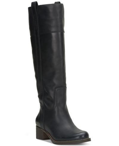 Lucky Brand Women's Hybiscus Knee-high Wide-calf Riding Boots In Black Leather
