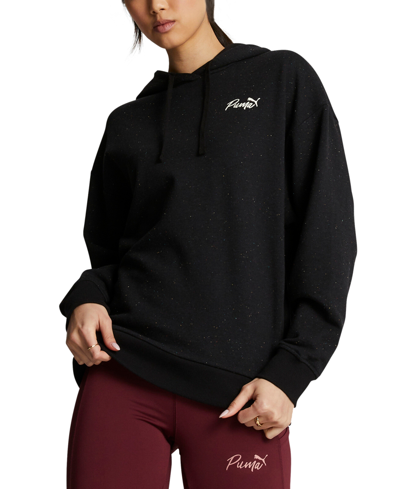 Puma Women's Live In Cotton Pullover Logo Hoodie In Black