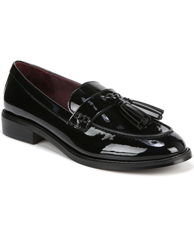 Franco Sarto Carolyn Low Loafers In Black Faux Leather