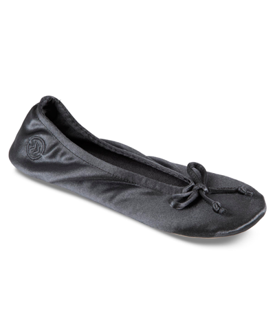 Isotoner Signature Women's Satin Ballerina Slippers With Bow In Mineral