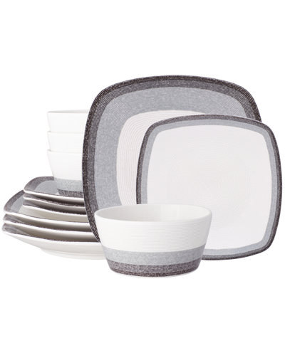 Noritake Colorscapes Layers 12 Piece Square Dinnerware Set In Charcoal