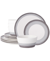 Noritake Colorscapes Layers 12 Piece Coupe Dinnerware Set In Charcoal