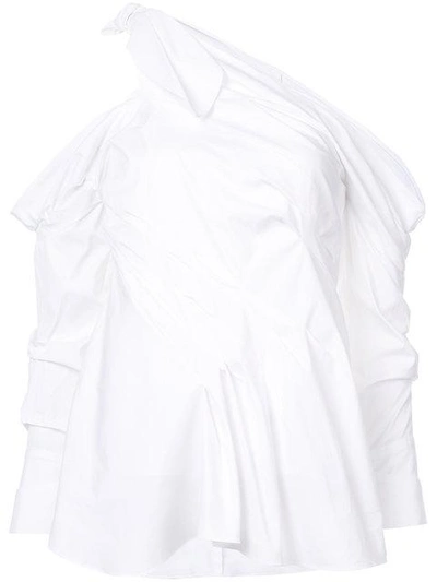 Monse Cold-shoulder Gathered Cotton-blend Top In White