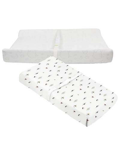 Kushies Baby Boys Or Baby Girls Contour Changing Pad With Sun Print Changing Pad Cover, 2 Piece Set In White And Multi-color