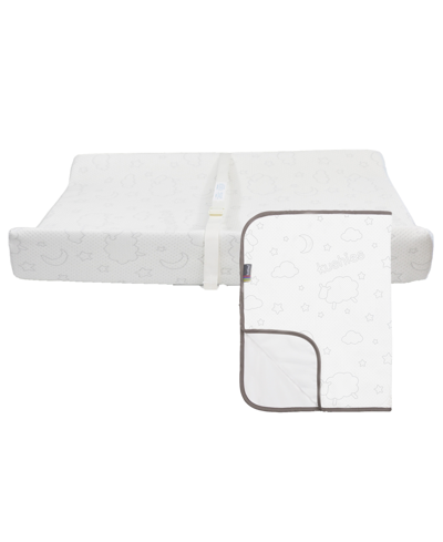 Kushies Baby Boys Or Baby Girls Contour Changing Pad With Portable Changing Mat, 2 Piece Set In White And Gray
