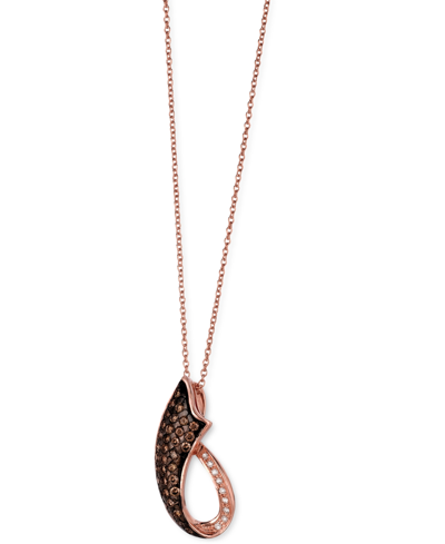 Le Vian Chocolate Diamond & Vanilla Diamond Swoop 18" Pendant Necklace (1/2 Ct. T.w.) In 14k Rose Gold In K Strawberry Gold Pendant