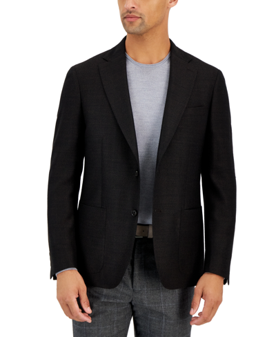 Calvin Klein Men's Slim-fit Wool Woven Herringbone Sport Coat In Brown