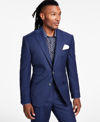 TAYION COLLECTION MEN'S CLASSIC-FIT STRETCH NAVY HOUNDSTOOTH SUIT SEPARATES JACKET