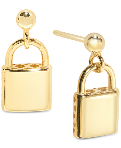 Macy's Padlock Inspired Polished Drop Earrings In 10k Gold