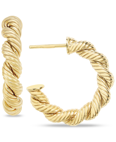 Macy's Textured Braided Small Hoop Earrings In 10k Gold, 3/4"