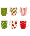 Certified International Holiday Fun 16 oz Mugs Set Of 6, Service For 6 In Multi