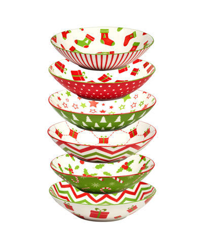 Certified International Holiday Fun 40 oz Soup Bowls Set Of 6, Service For 6 In Multi