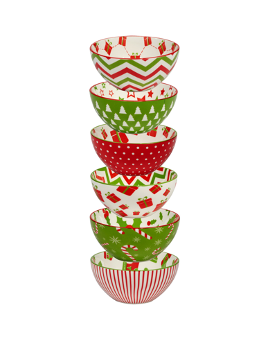Certified International Holiday Fun 13 oz All Purpose Bowls Set Of 6, Service For 6 In Multi