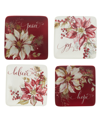 Certified International Winters Joy 6" Canape Plates Set Of 4 In Multi