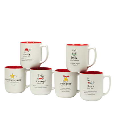 Certified International Christmas Fun Sayings 16 oz Mugs Set Of 6 In Multi