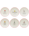 Certified International Christmas Fun Sayings 8.5" Dessert Plates Set Of 6 In Multi