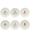 Certified International Christmas Fun Green Sayings 8.5" Dessert Plates Set Of 6 In Multi