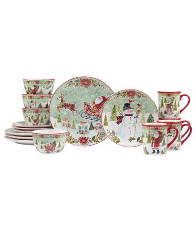 Certified International Joy Of Christmas 16 Piece Dinnerware Set, Service For 4 In Red