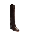 Schutz Maryana Block Pointed Toe Knee High Boot In Brown - Leather