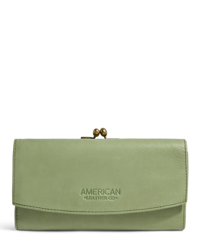 American Leather Co. Caroline Large Frame Wallet In Pottery Green Smooth
